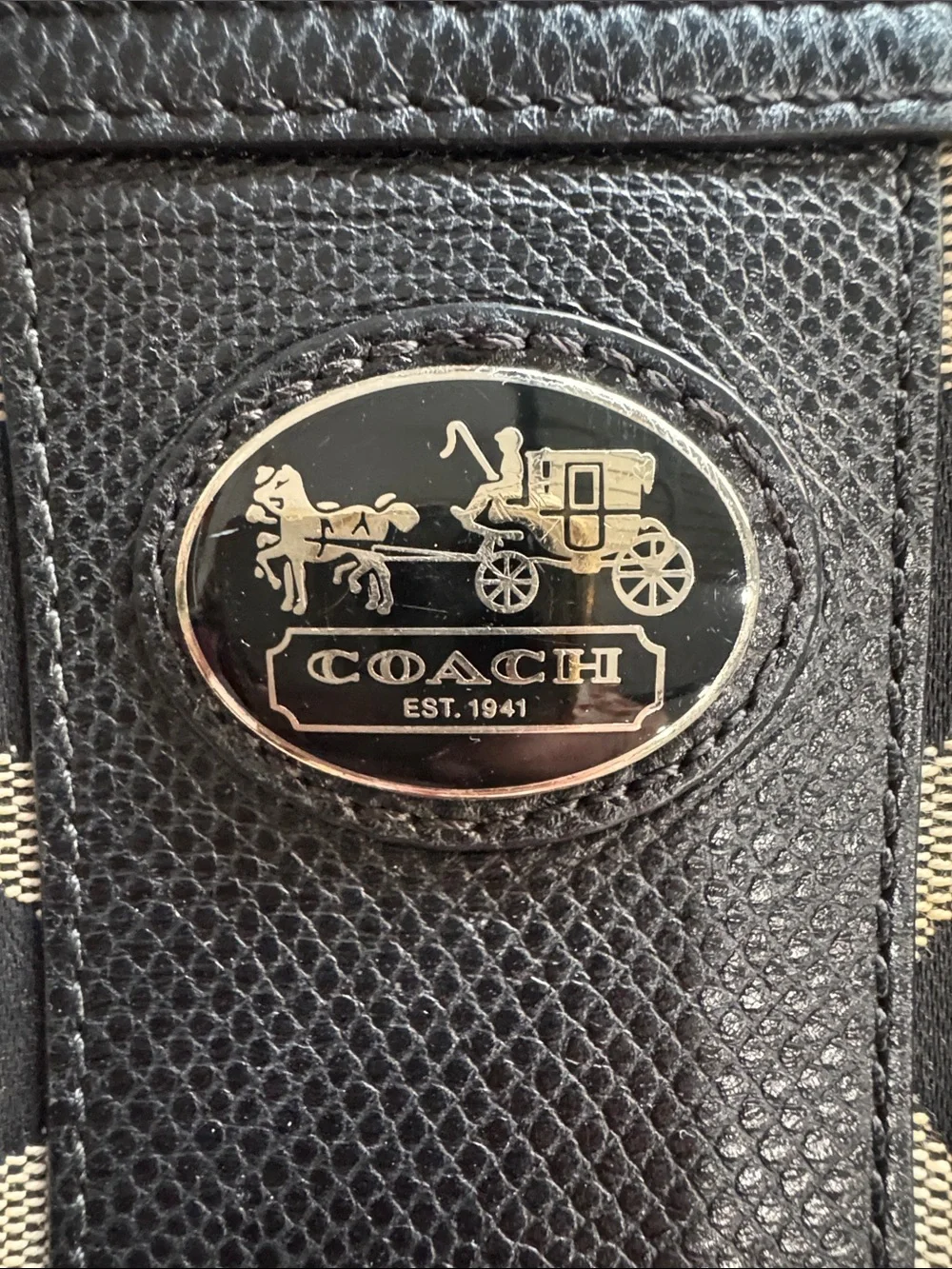 Coach Black and Tan Signature Crossbody Bag